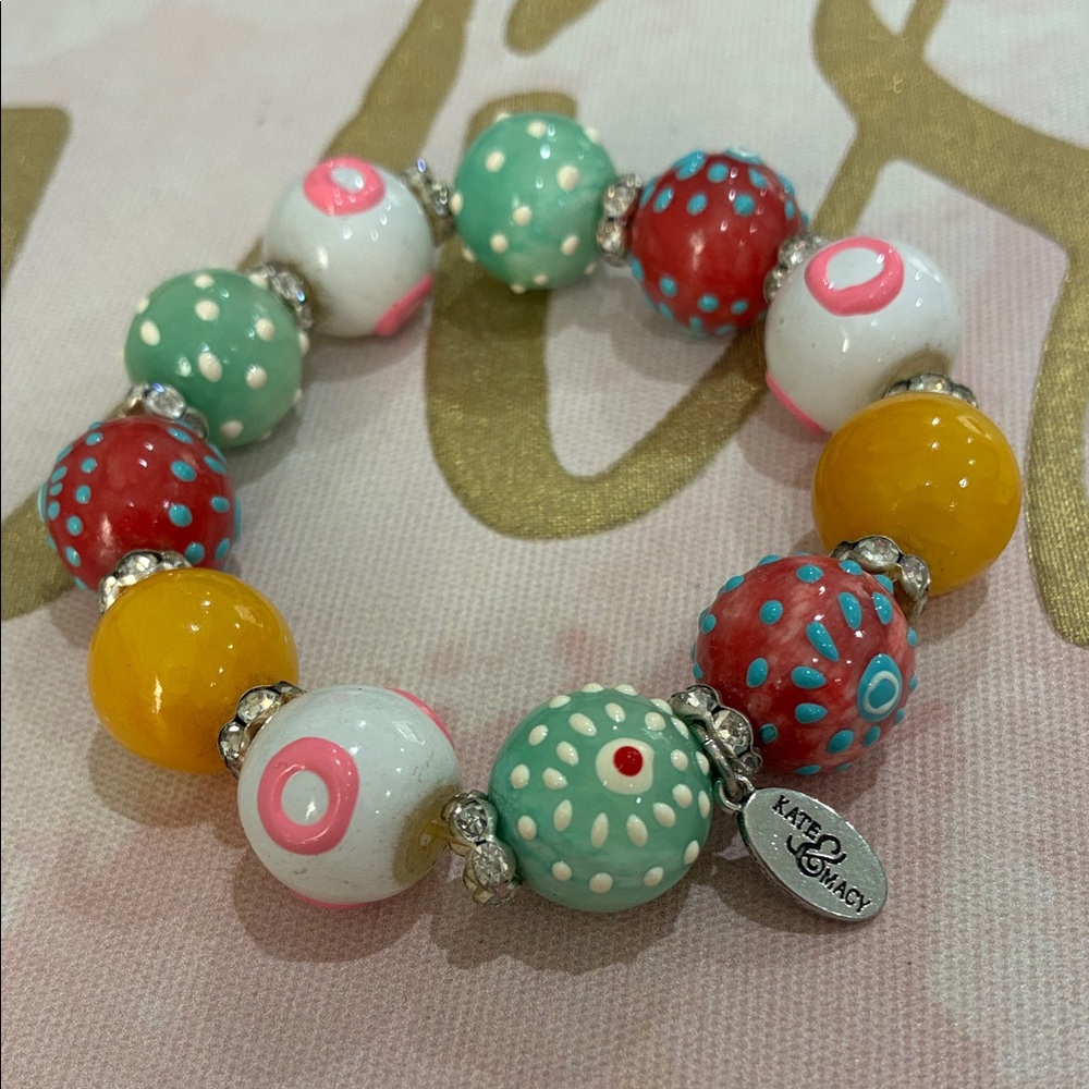 Kate & Macy Multicolor Beaded Stretch Bracelet - Mint, Red, Yellow, White, Pink